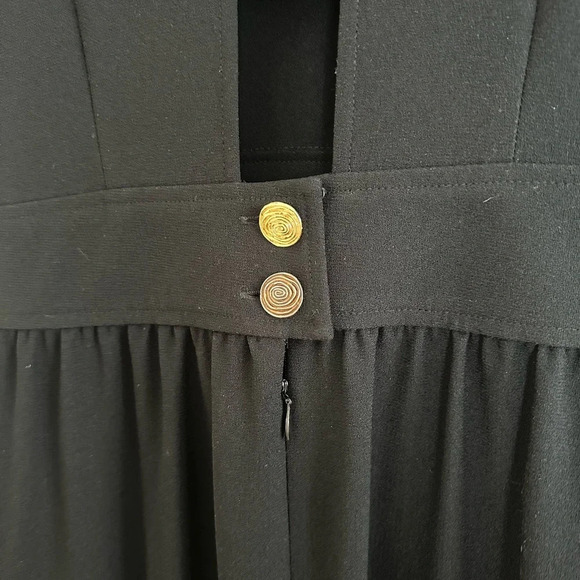 Vintage Liz Claiborne Dress Size 6 Black Knee Length Short Sleeve Cut Out - Picture 6 of 10